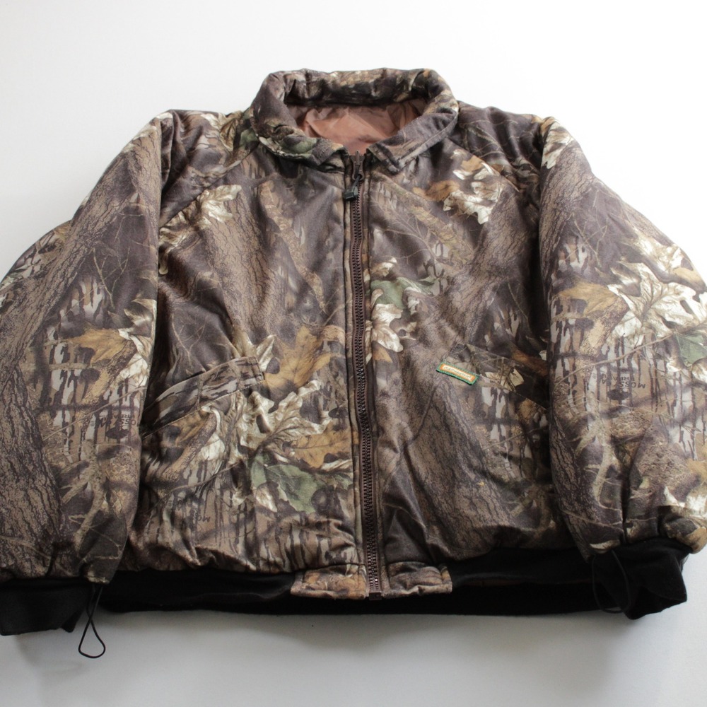 Remington Mens L Camo Bomber Jacket Mossy Oak Break-Up Winter Hunting Outdoor